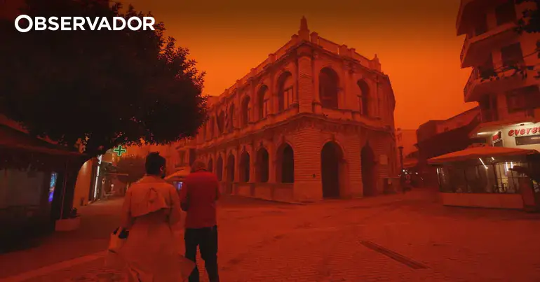 Poeira do Saara tinge Creta de vermelho