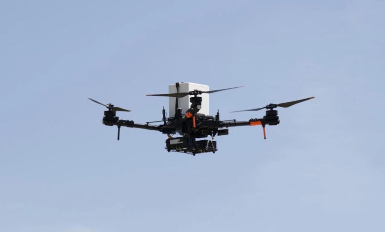 Drone usado pela nave para testar o transporte de órgãos