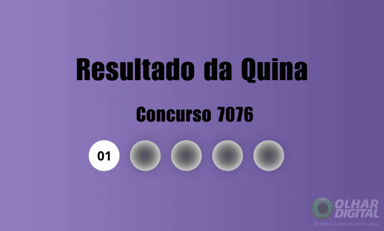 Resultado da Quina de hoje: veja números e ganhadores do concurso 7076 (segunda, 27/07)
