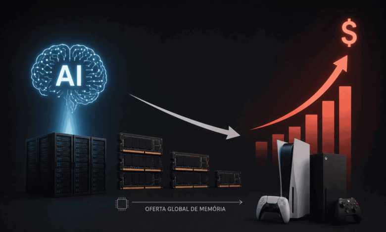 Escassez global de memória impulsionada por IA pode elevar preço de consoles até 2030