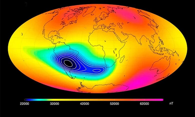 Há uma anomalia magnética bem em cima do Brasil