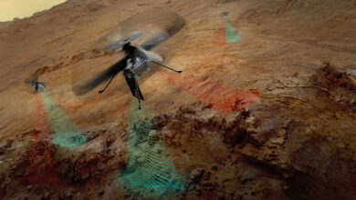 NASA testa antena ultraleve que ajudará helicópteros a procurar gelo em Marte