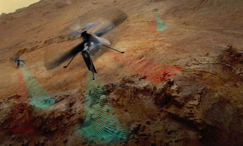 NASA testa antena ultraleve que ajudará helicópteros a procurar gelo em Marte