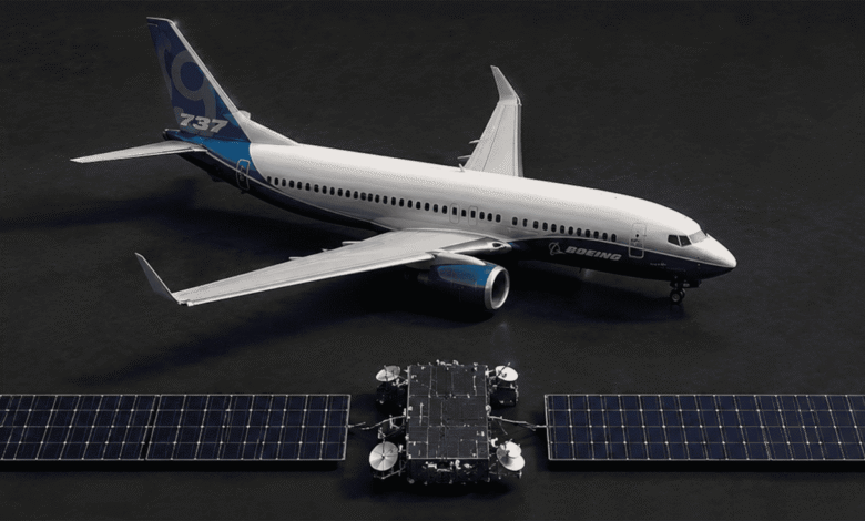 Satélite Starlink em comparação a uma aeronave comercial