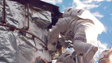 Astronautas avaliam grandes rachaduras no isolamento multicamadas voltado para o Sol, do escudo de luz do Telescópio Espacial Hubble