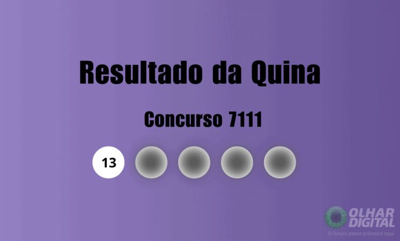 Resultado da Quina de hoje: veja números e ganhadores do concurso 7111 (domingo, 06/09)
