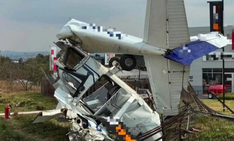 Avião de pequeno porte cai em Midrand e fere duas pessoas