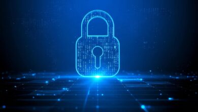 Conceito Global de Proteção de Cibersegurança - Holograma Digital Lock e Rede Segura Globe